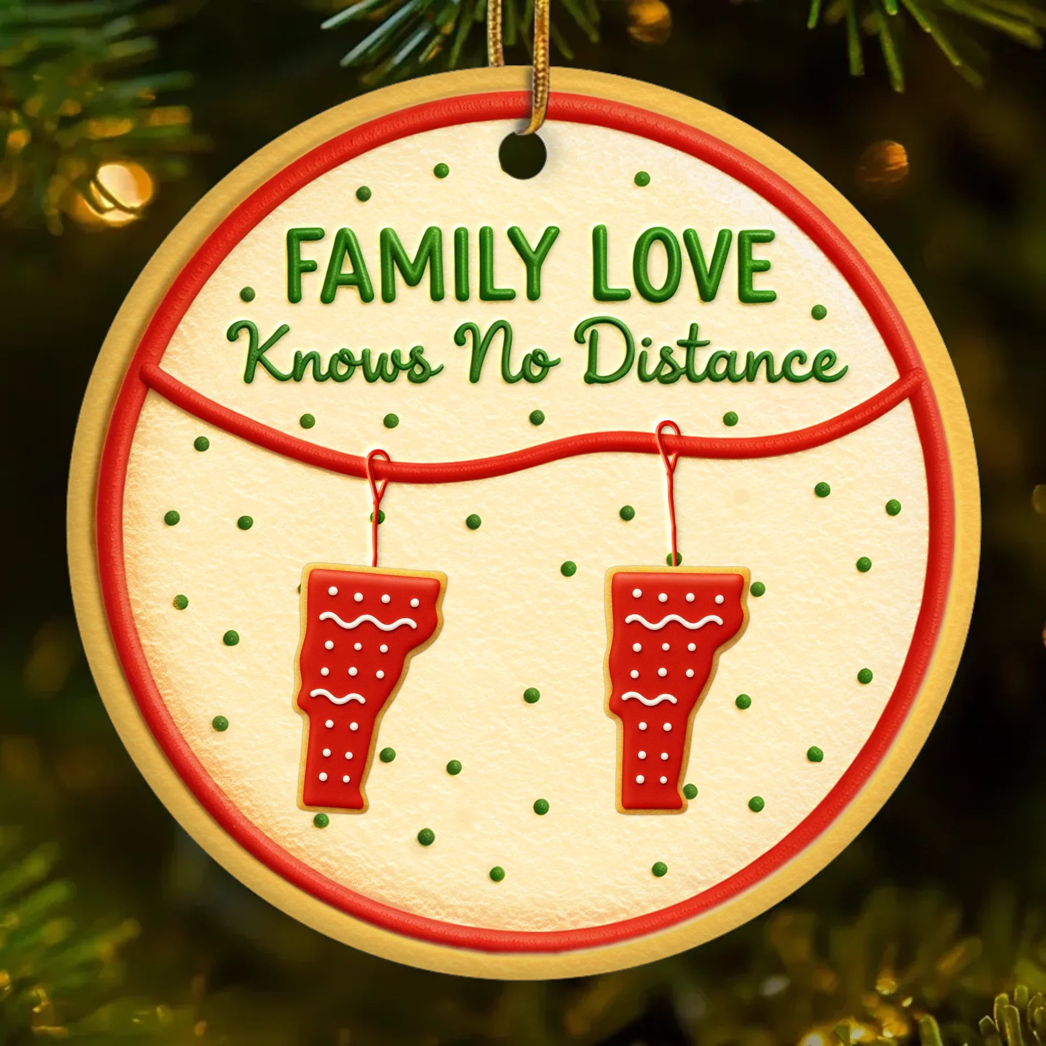 Custom Long Distance Ceramic Ornament - No Matter The Map Love Connects Us Secondary image