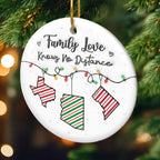 Custom Long Distance Ceramic Ornament - Hearts Connected No Matter The Distance | Personalized Gift