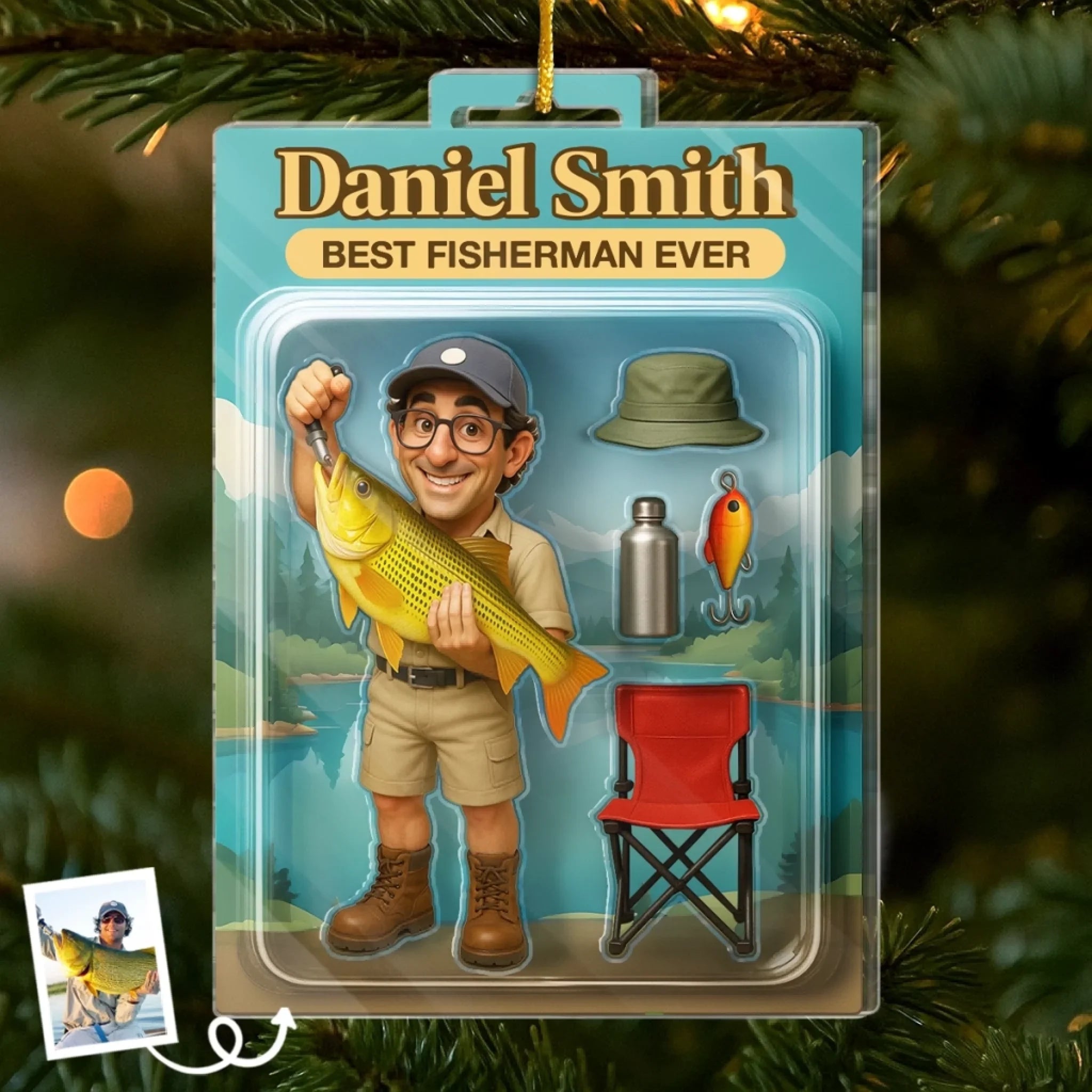 Custom Photo Fishing Acrylic Ornament - Peaceful Days By The Water Gift Main image