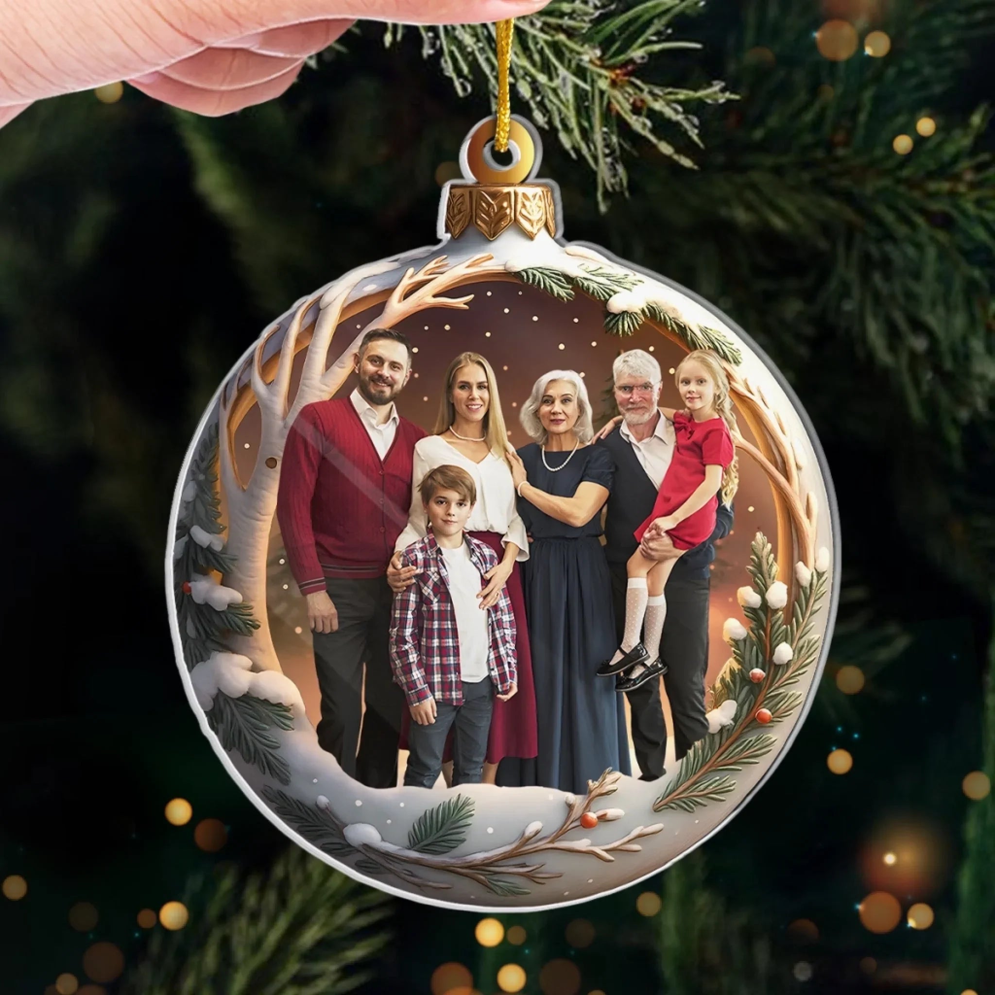 Custom Photo Acrylic Ornament - Family Makes Christmas Magical | Personalized Gift