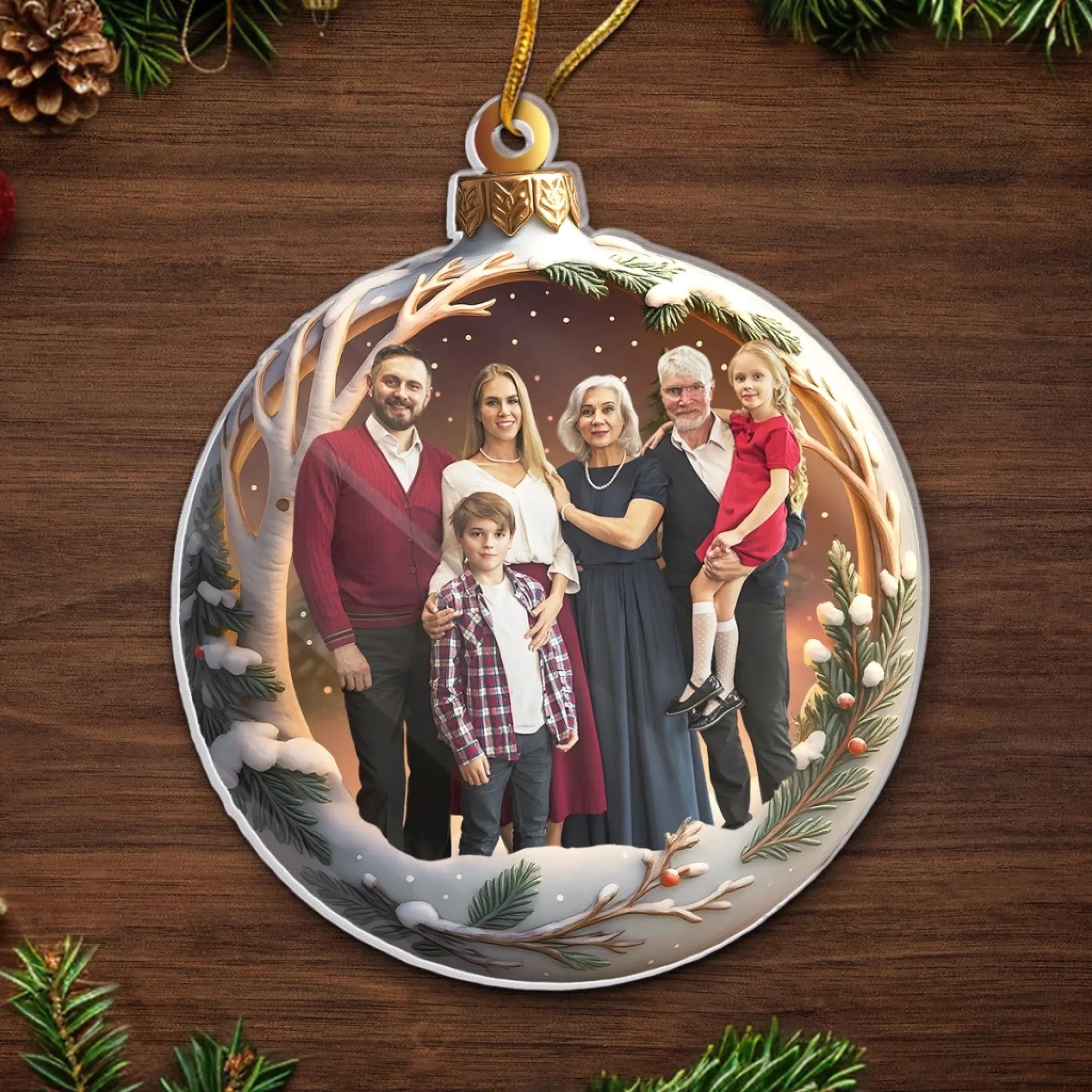 Custom Photo Acrylic Ornament - Family Makes Christmas Magical | Personalized Gift