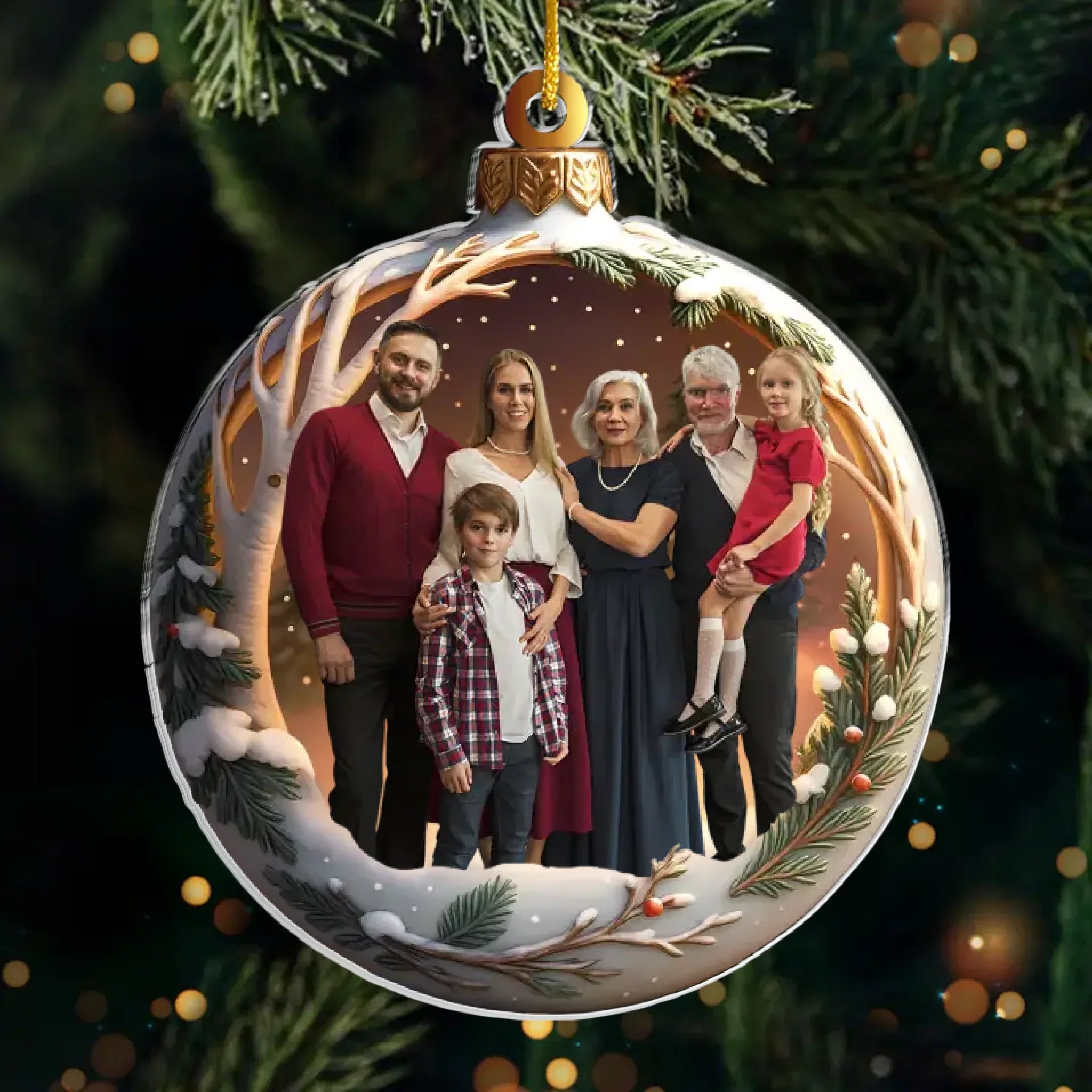 Custom Photo Acrylic Ornament - Family Makes Christmas Magical | Personalized Gift Secondary image