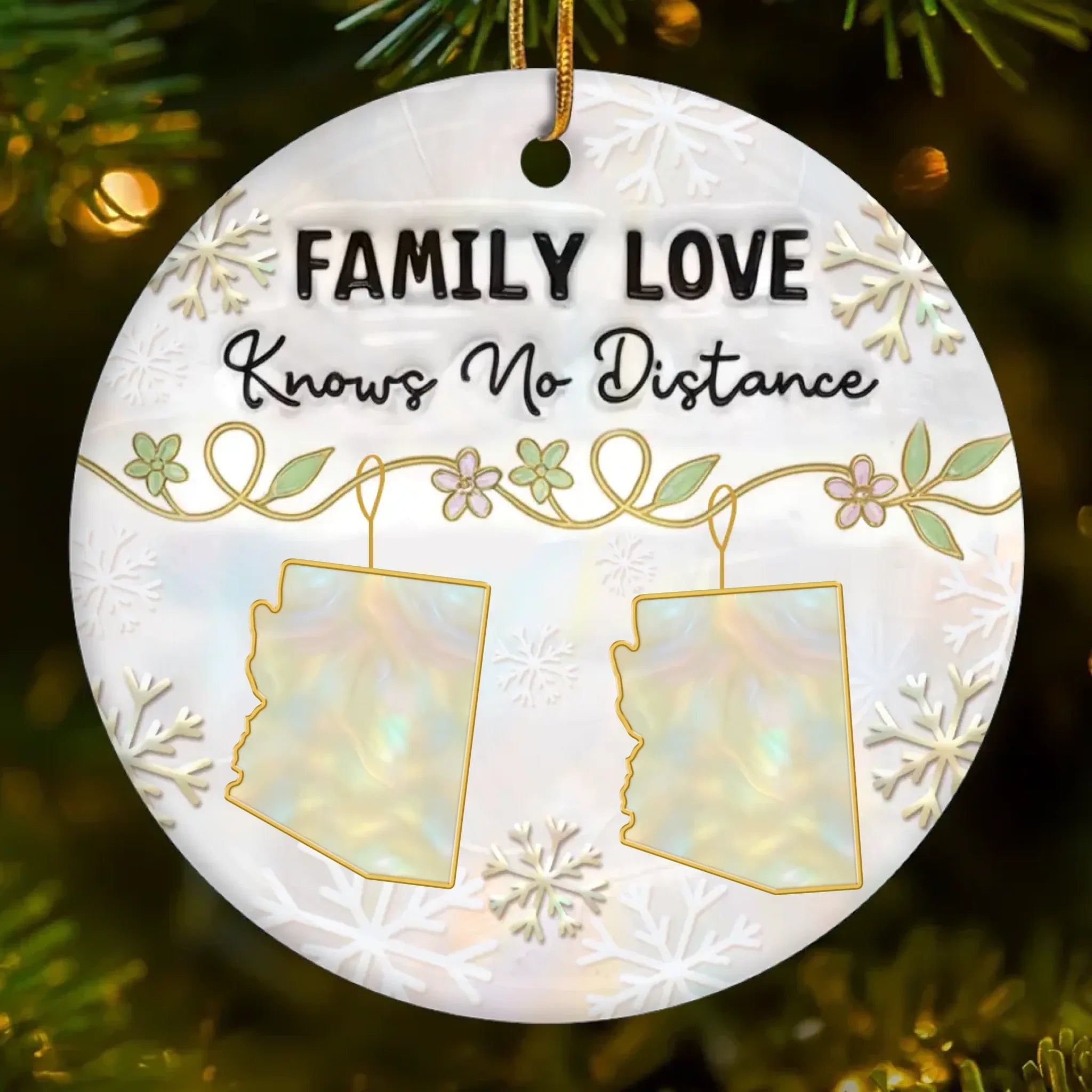 Custom Long Distance Ceramic Ornament - Love Stays Close Across Miles | Personalized Gift Secondary image