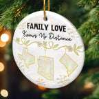 Custom Long Distance Ceramic Ornament - Love Stays Close Across Miles | Personalized Gift