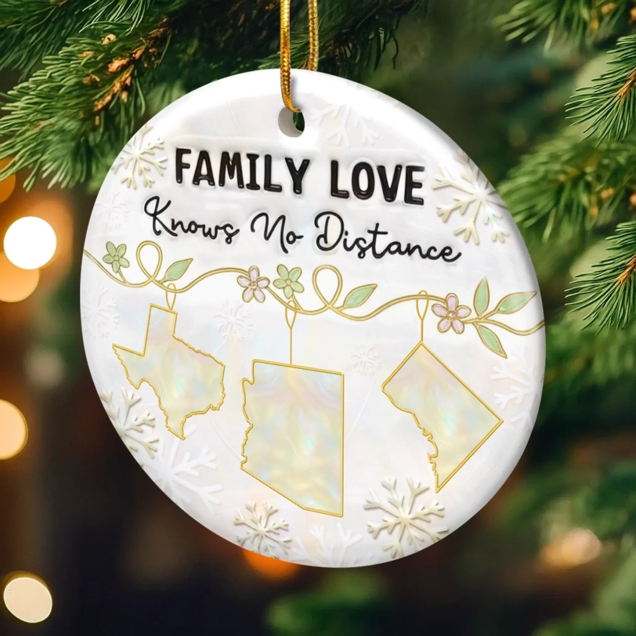 Custom Long Distance Ceramic Ornament - Love Stays Close Across Miles | Personalized Gift