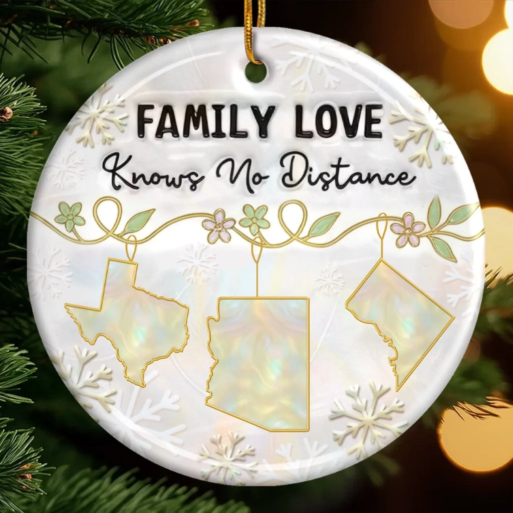 Custom Long Distance Ceramic Ornament - Love Stays Close Across Miles | Personalized Gift
