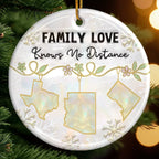 Custom Long Distance Ceramic Ornament - Love Stays Close Across Miles | Personalized Gift