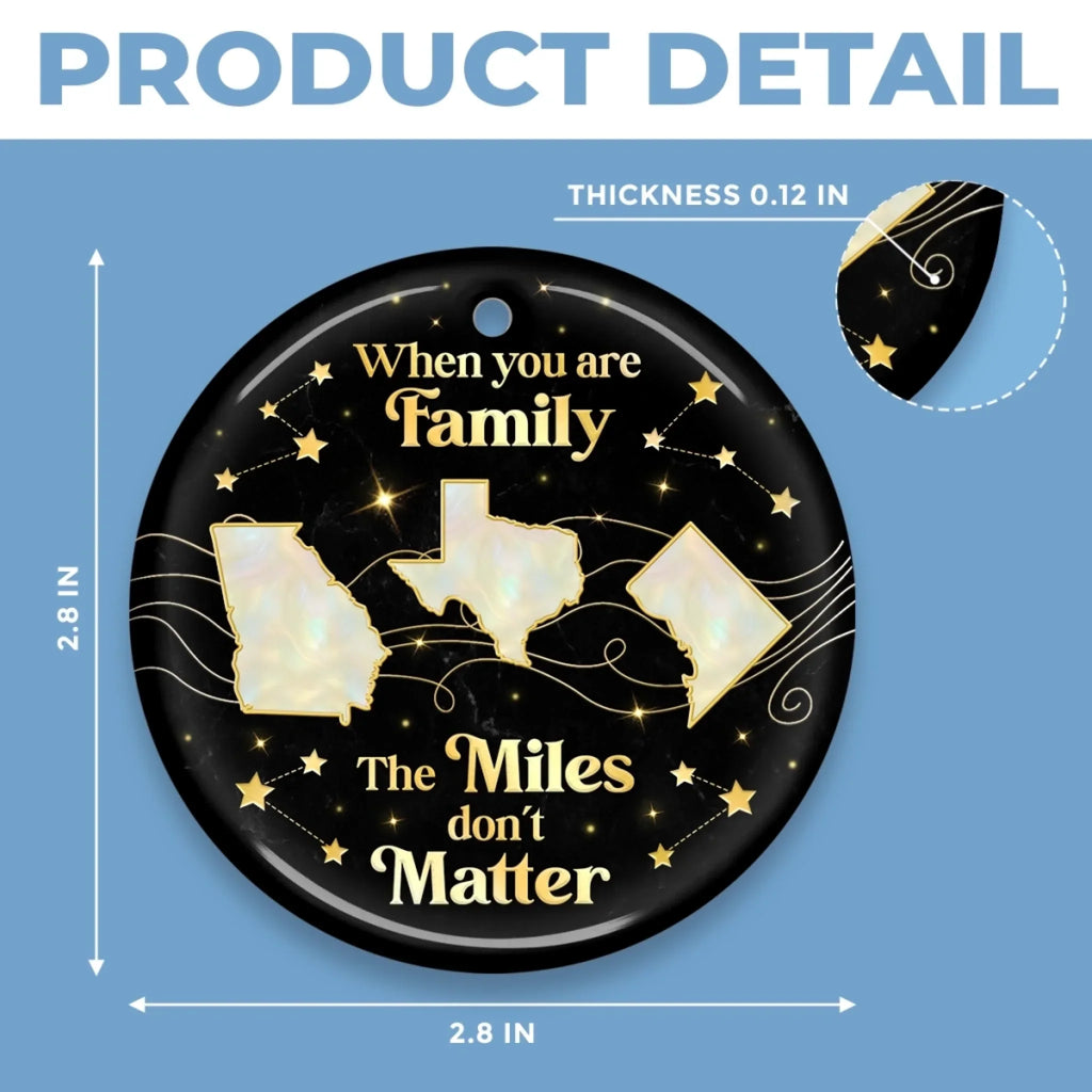 Custom Long Distance Ceramic Ornament - Distance Fades Where Hearts Connect | Personalized Gift
