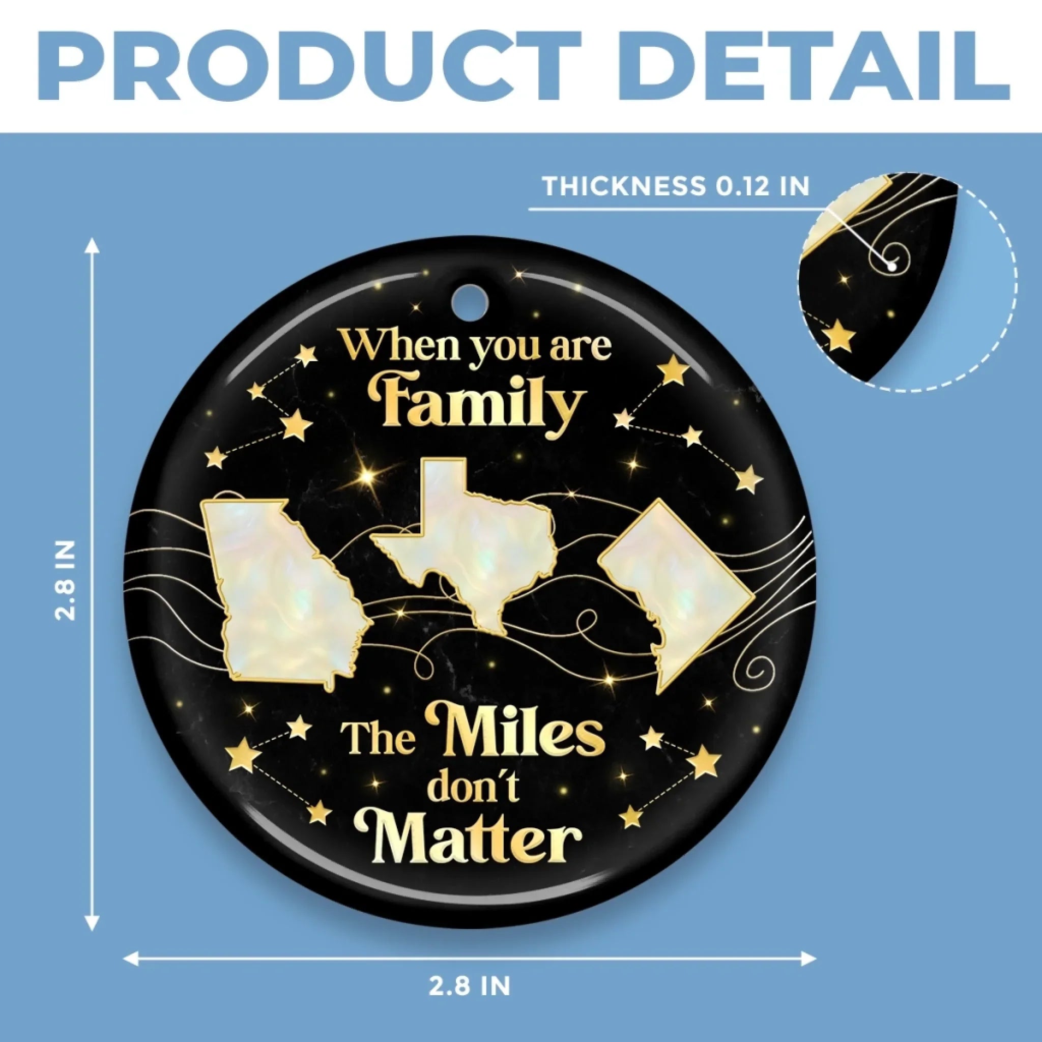 Custom Long Distance Ceramic Ornament - Distance Fades Where Hearts Connect | Personalized Gift