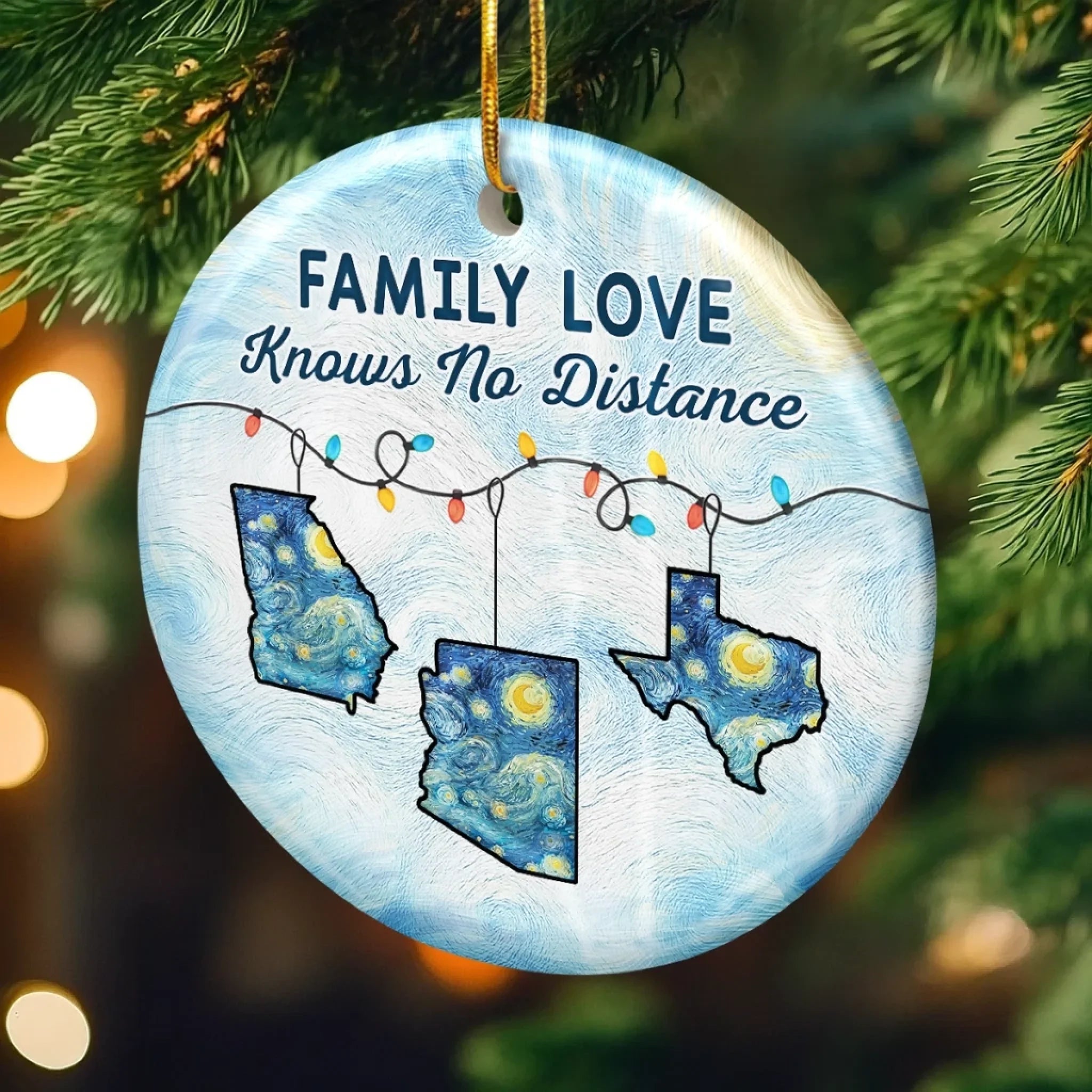 Custom Long Distance Ceramic Ornament - Love Travels Far Beyond Distance | Personalized Gift
