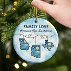 Custom Long Distance Ceramic Ornament - Love Travels Far Beyond Distance | Personalized Gift