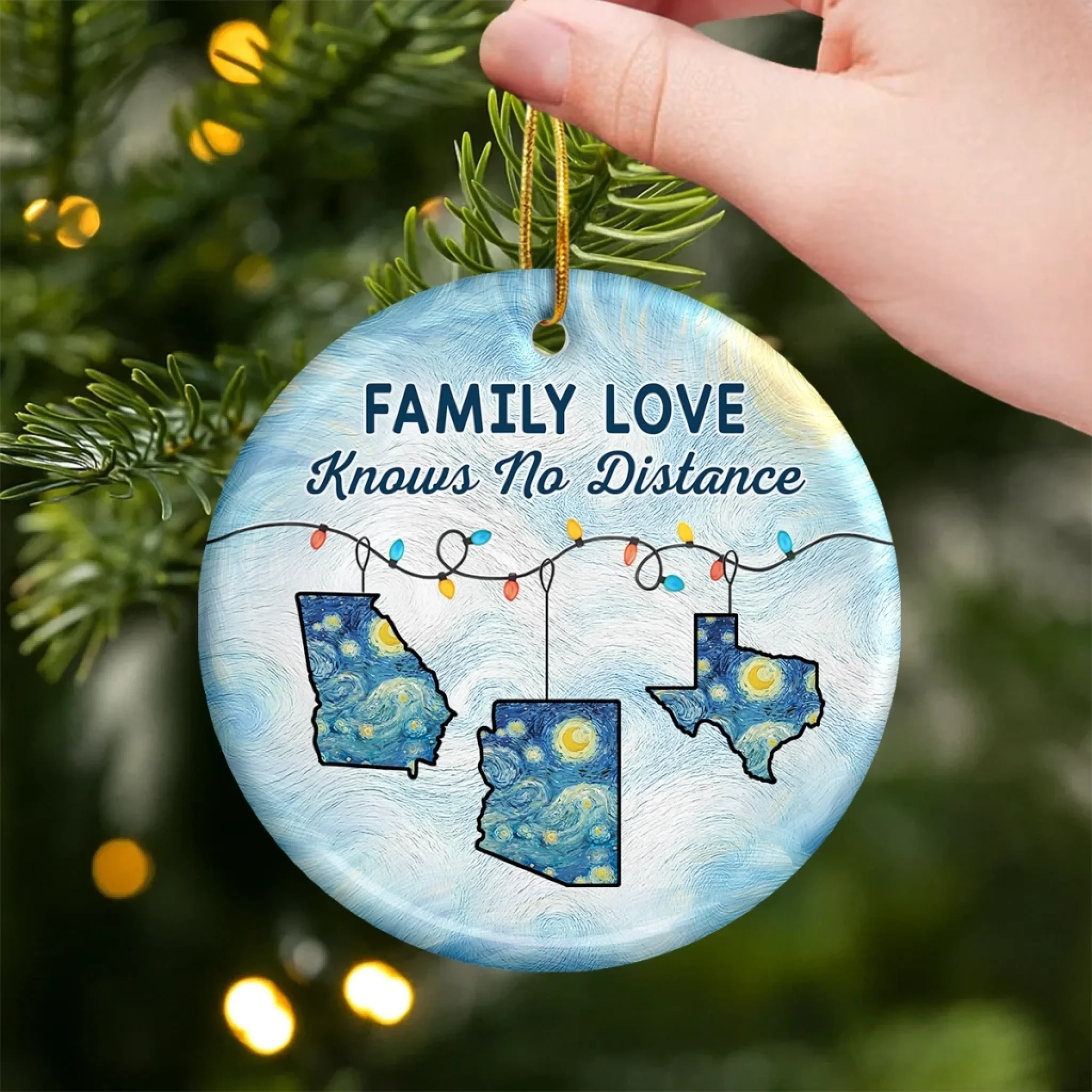 Custom Long Distance Ceramic Ornament - Love Travels Far Beyond Distance | Personalized Gift