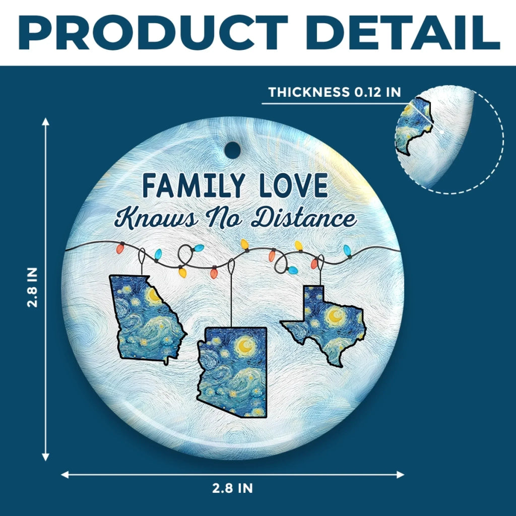 Custom Long Distance Ceramic Ornament - Love Travels Far Beyond Distance | Personalized Gift