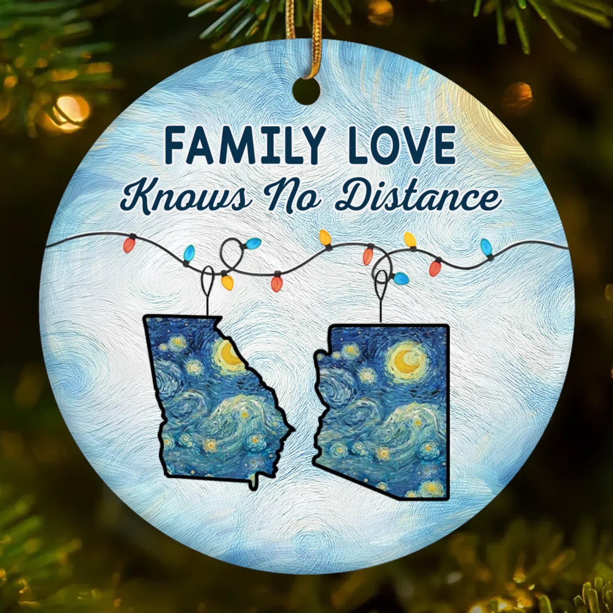Custom Long Distance Ceramic Ornament - Love Travels Far Beyond Distance | Personalized Gift