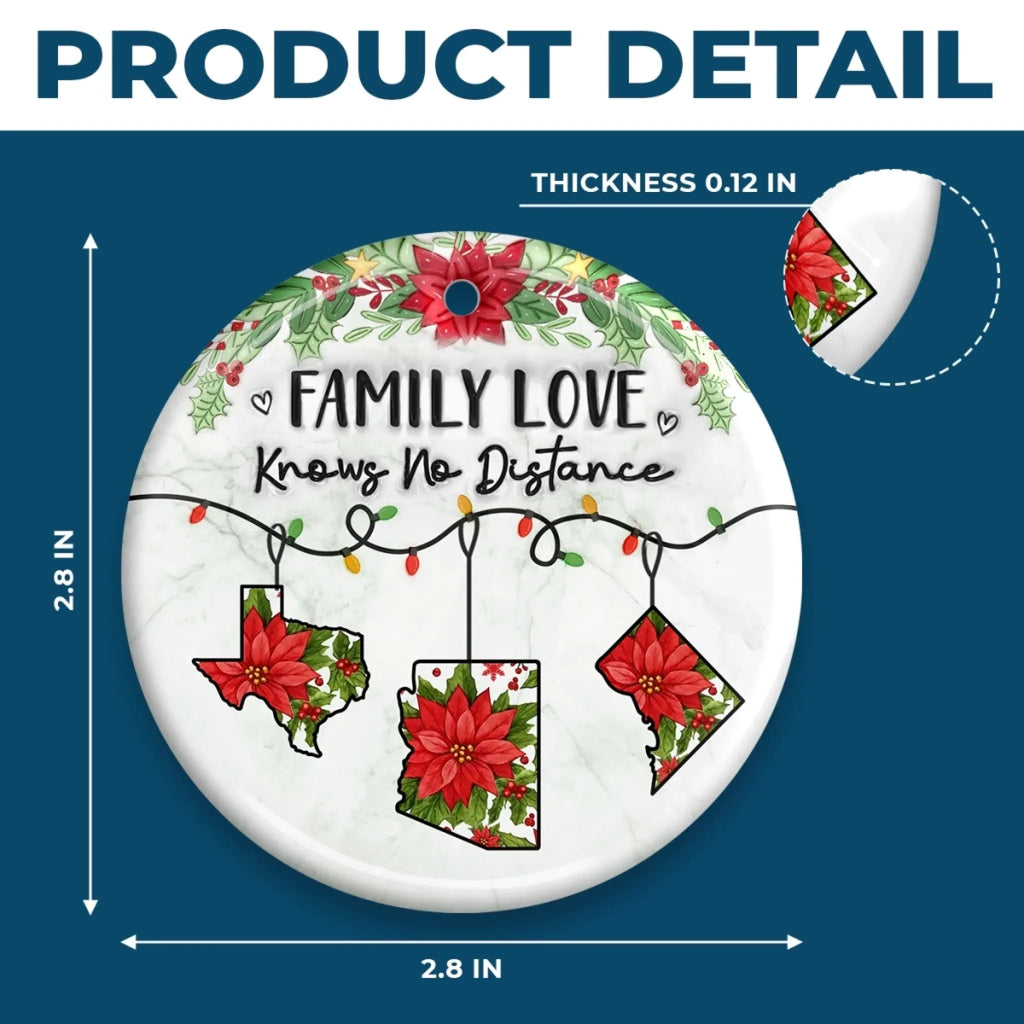 Custom Long Distance Ceramic Ornament - Never Apart Always Family | Personalized Gift