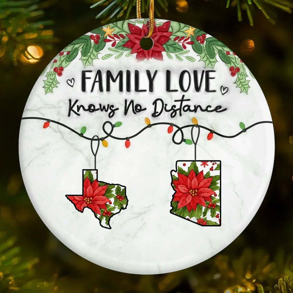 Custom Long Distance Ceramic Ornament - Never Apart Always Family | Personalized Gift