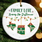 Custom Long Distance Ceramic Ornament - Always Connected No Matter The Miles | Personalized Gift