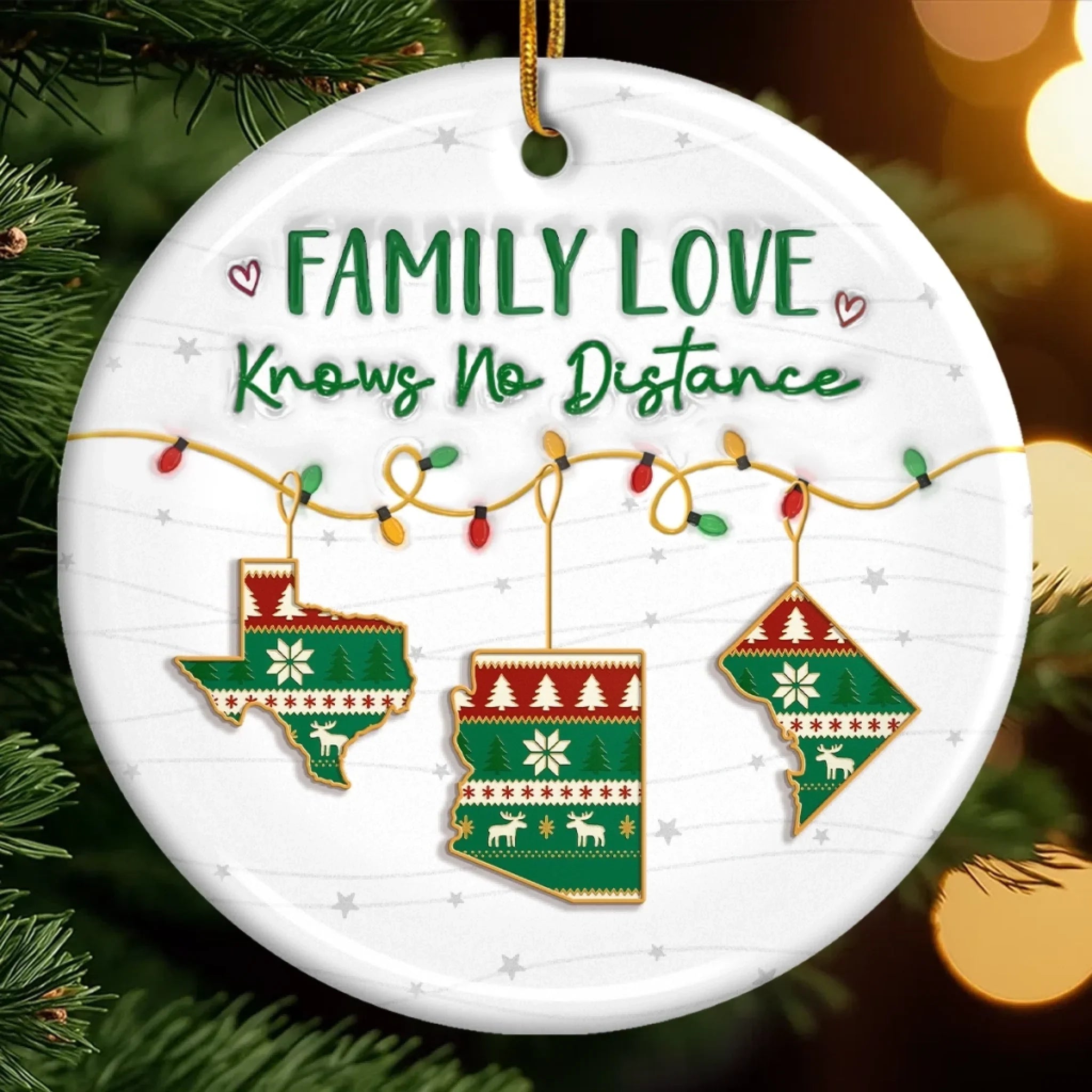 Custom Long Distance Ceramic Ornament - Always Connected No Matter The Miles | Personalized Gift