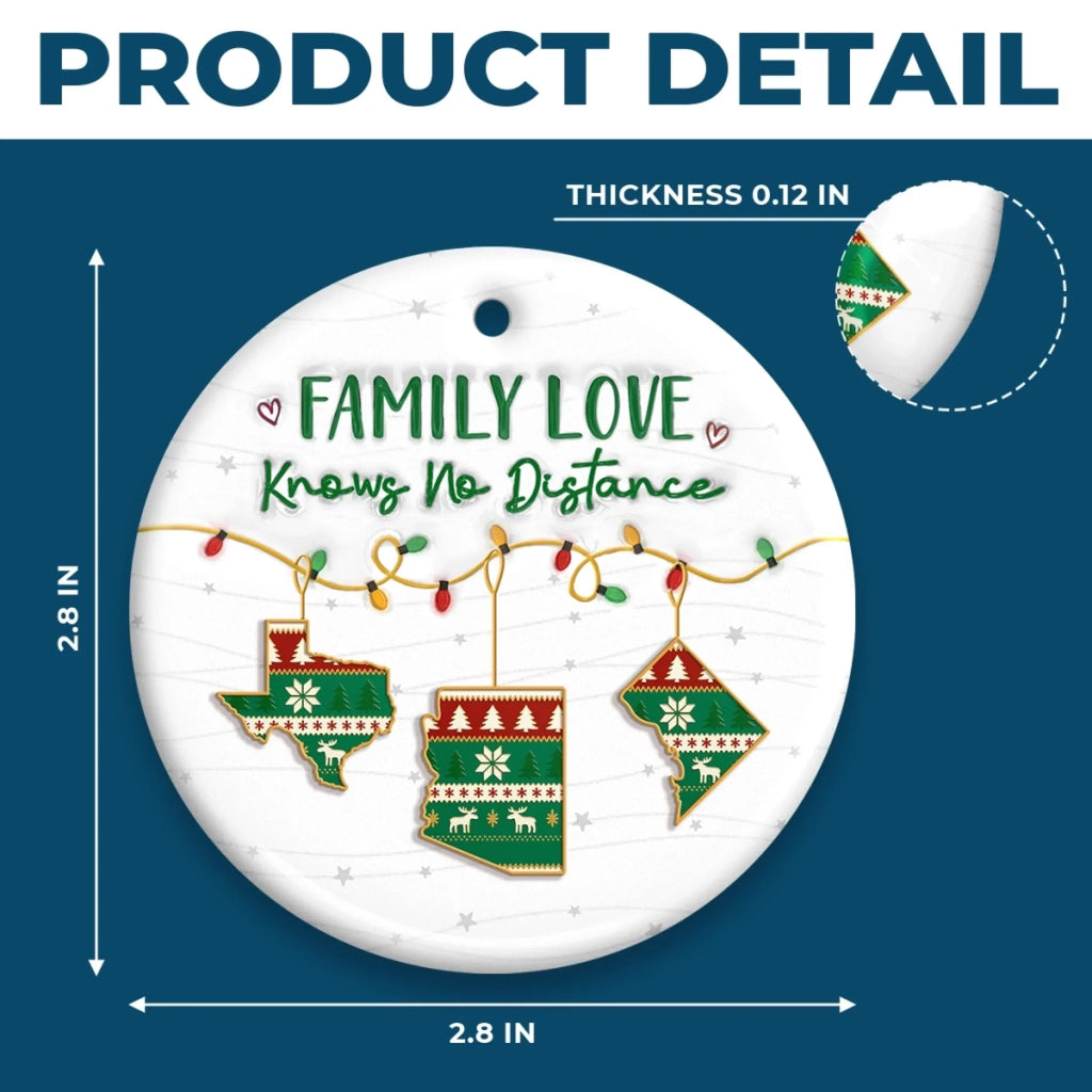 Custom Long Distance Ceramic Ornament - Always Connected No Matter The Miles | Personalized Gift
