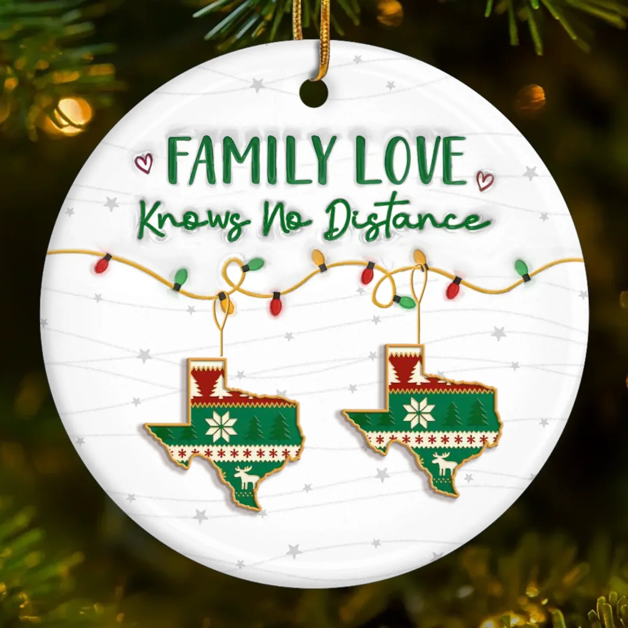 Custom Long Distance Ceramic Ornament - Always Connected No Matter The Miles | Personalized Gift Secondary image