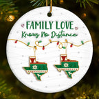 Custom Long Distance Ceramic Ornament - Always Connected No Matter The Miles | Personalized Gift