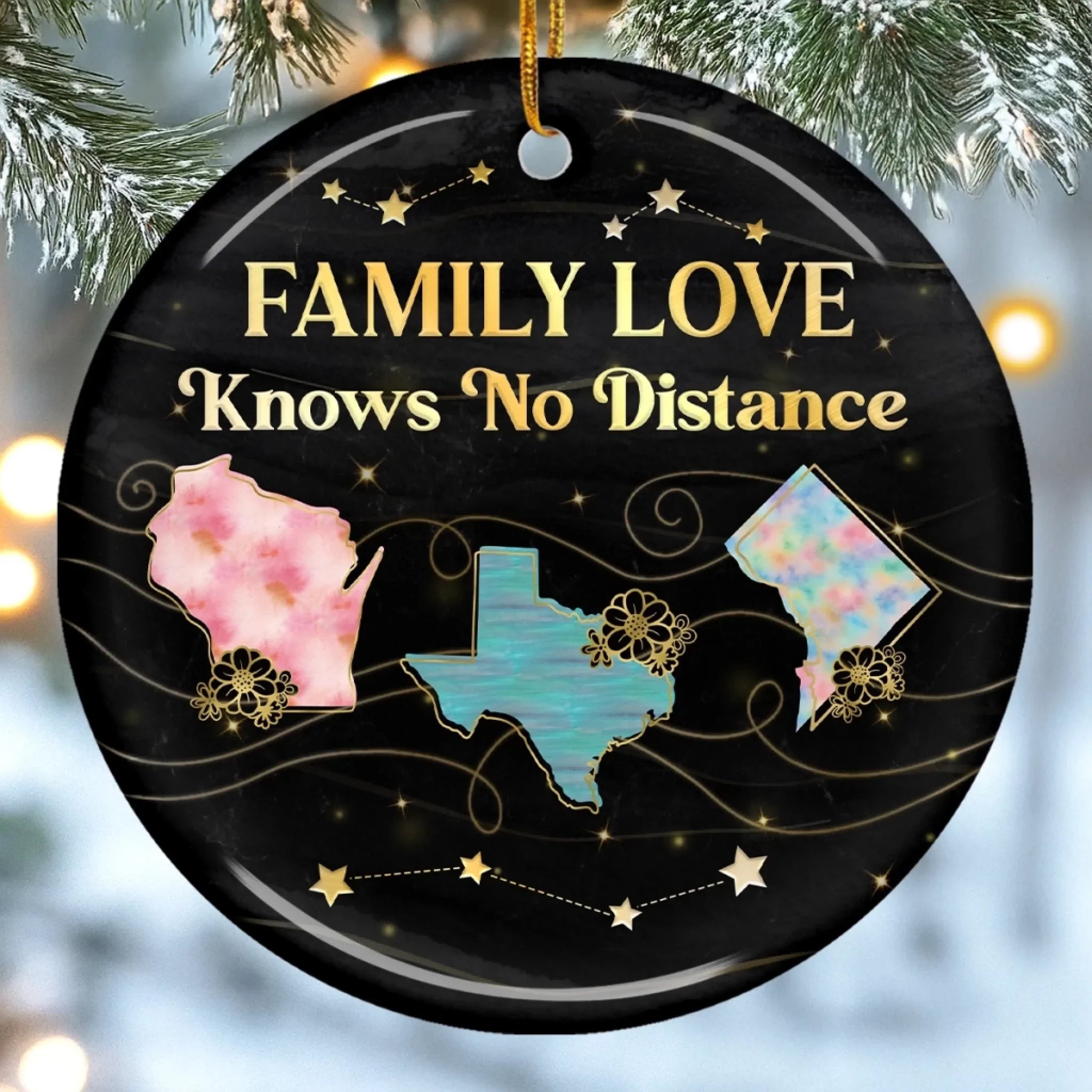 Custom Long Distance Ceramic Ornament - Wherever We Are Love Finds The Way | Personalized Gift Main image
