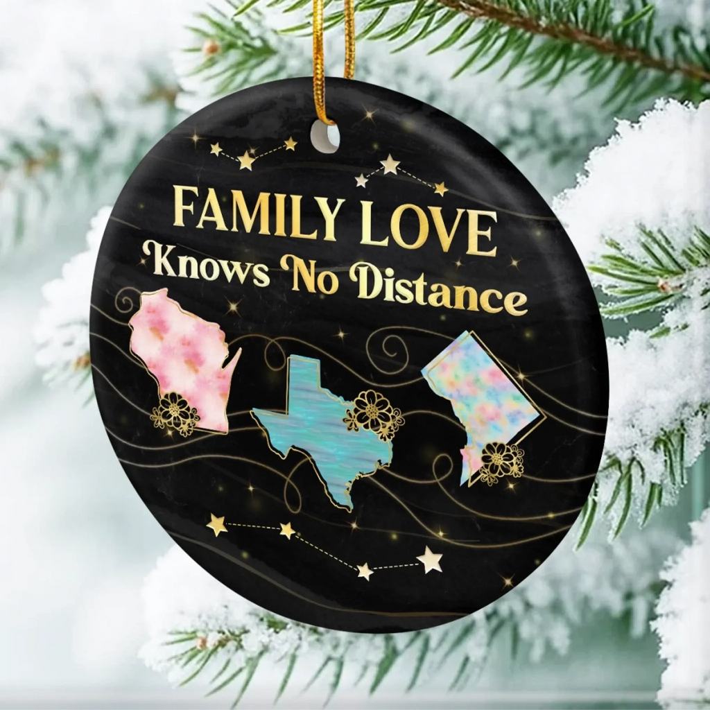 Custom Long Distance Ceramic Ornament - Wherever We Are Love Finds The Way | Personalized Gift