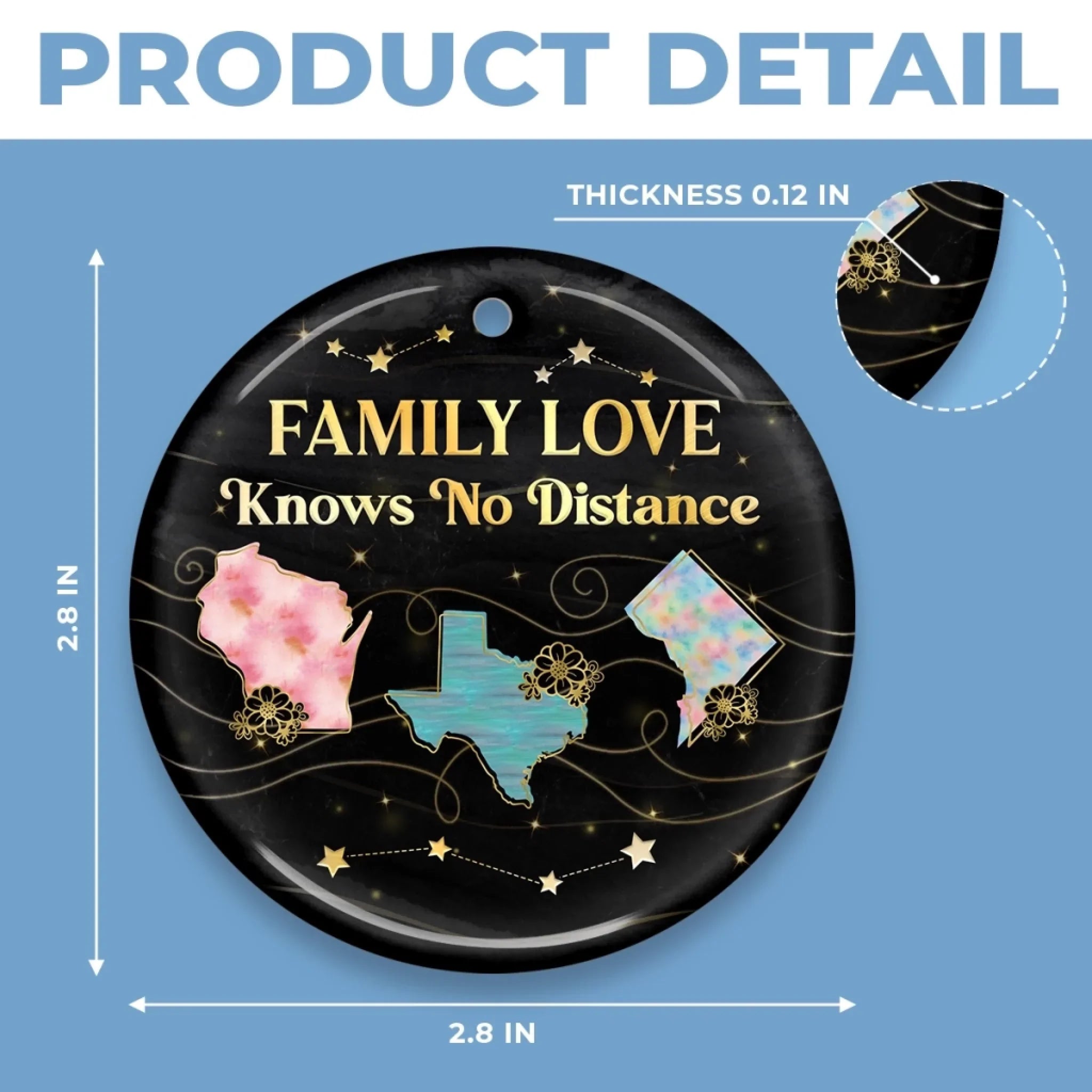 Custom Long Distance Ceramic Ornament - Wherever We Are Love Finds The Way | Personalized Gift