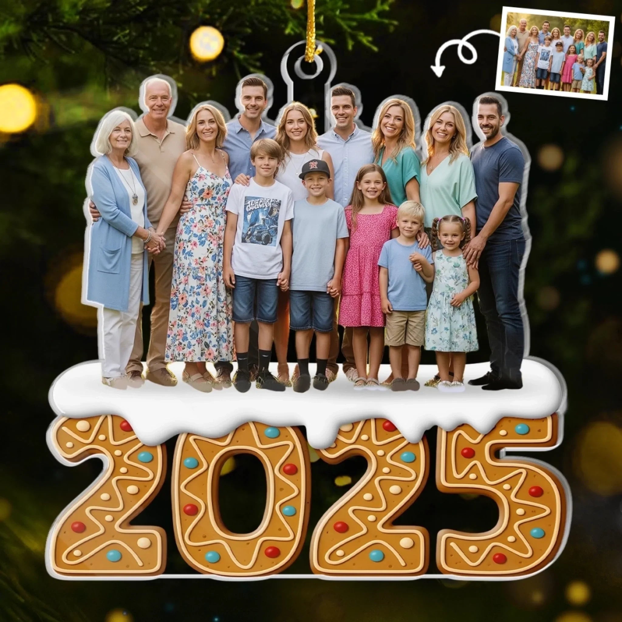 Custom Photo Acrylic Ornament - Wrapped In Love | Personalized Gift Main image