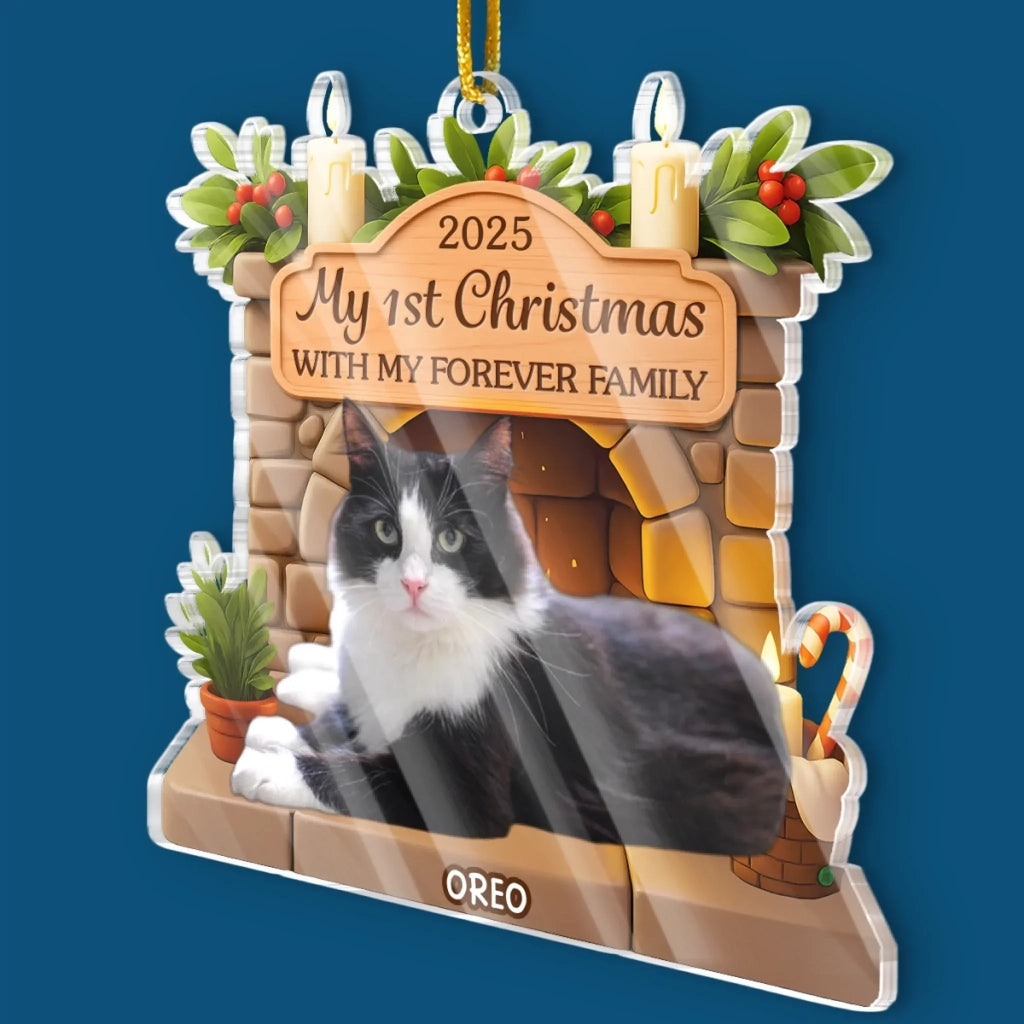 Custom Photo Pet First Christmas Acrylic Ornament - Pets Make Life Brighter | Personalized Gift