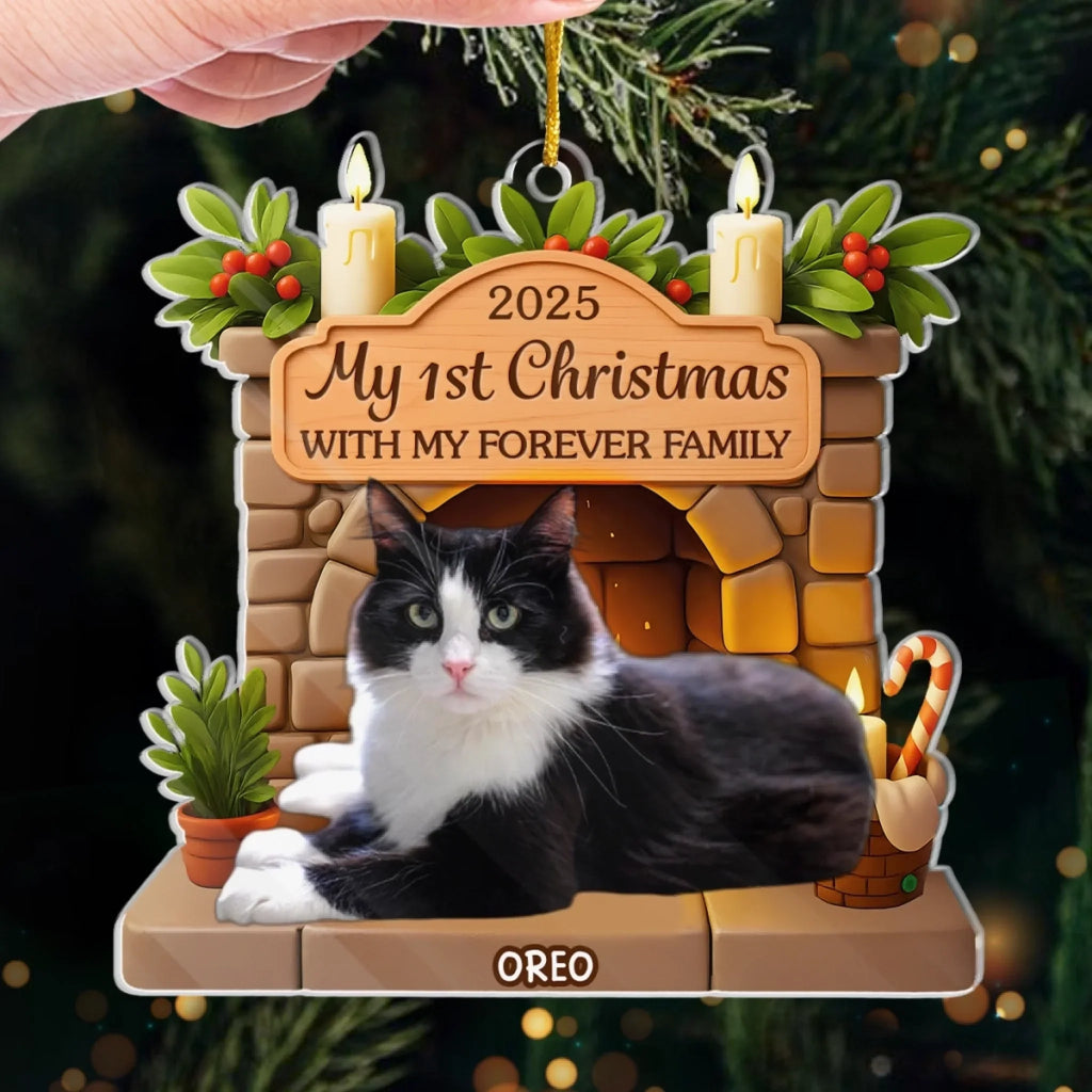 Custom Photo Pet First Christmas Acrylic Ornament - Pets Make Life Brighter | Personalized Gift