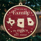 Custom Long Distance Wood Ornament - Forever Linked Wherever We Live | Personalized Gift