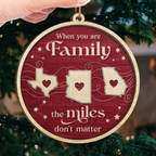 Custom Long Distance Wood Ornament - Forever Linked Wherever We Live | Personalized Gift