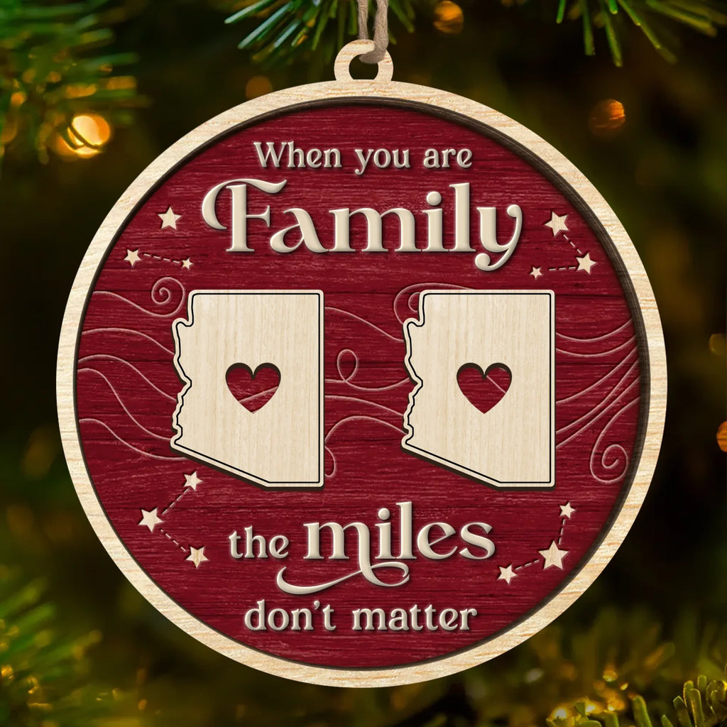 Custom Long Distance Wood Ornament - Forever Linked Wherever We Live | Personalized Gift