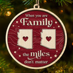 Custom Long Distance Wood Ornament - Forever Linked Wherever We Live | Personalized Gift