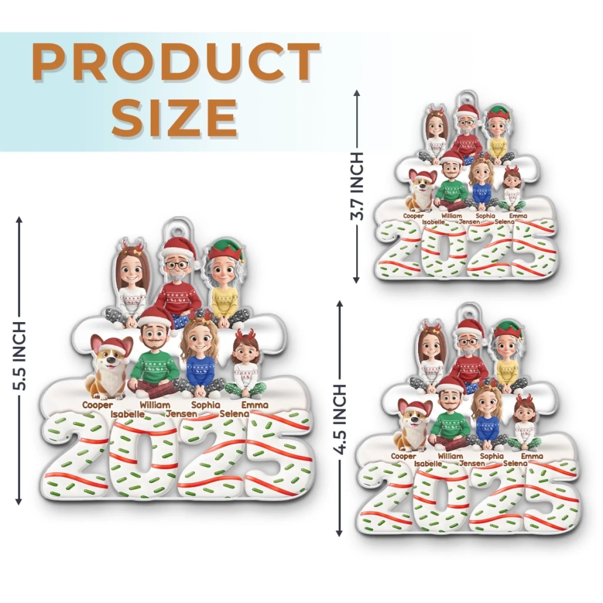 Custom Photo Acrylic Ornament - Holiday Hearts Family Smiles | Personalized Gift For Family & Pet Lovers