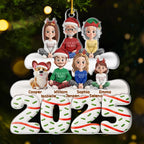 Custom Photo Acrylic Ornament - Holiday Hearts Family Smiles | Personalized Gift For Family & Pet Lovers