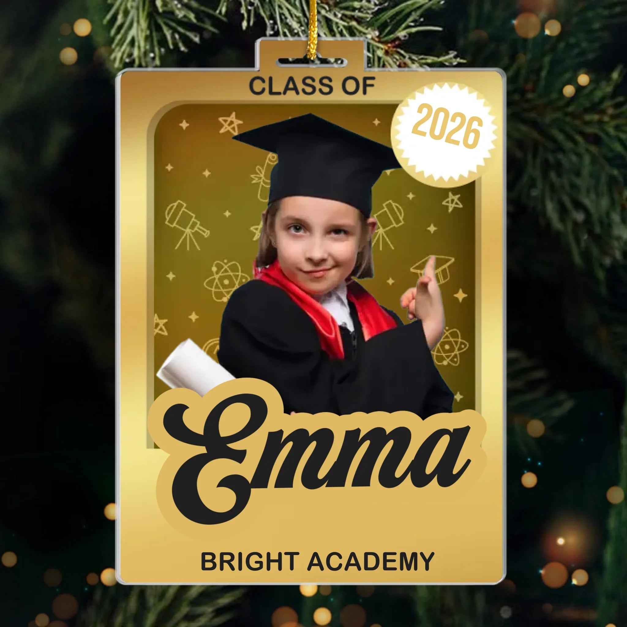 Custom Photo Toy Box Acrylic Ornament - From Here You Rise | Personalized Graduation Gift Secondary image