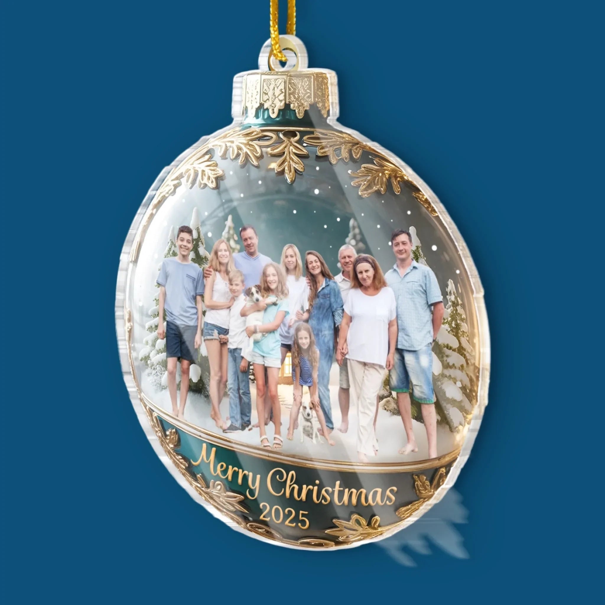 Custom Photo Acrylic Ornament - Happiness Is Hanging Right Here | Personalized Gift