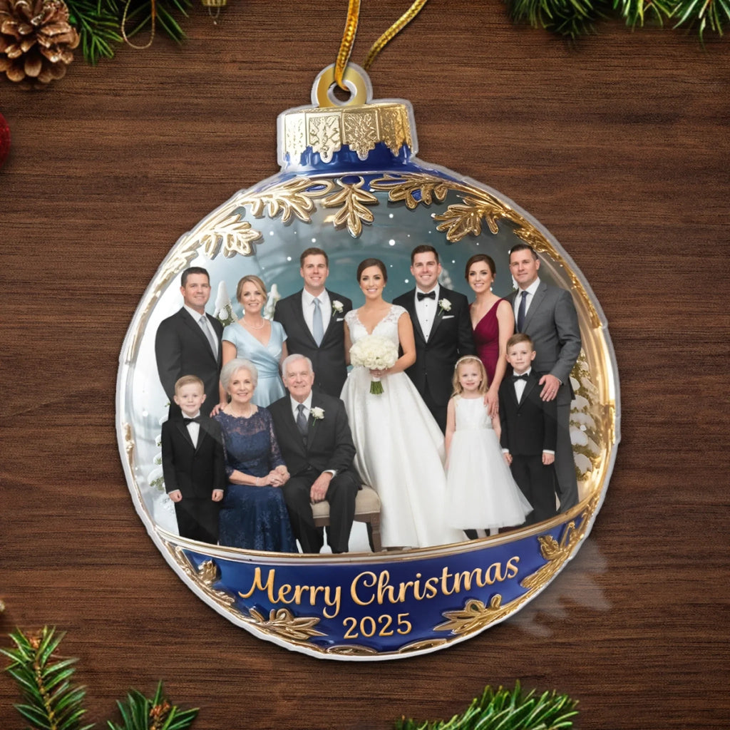 Custom Photo Acrylic Ornament - Happiness Is Hanging Right Here | Personalized Gift