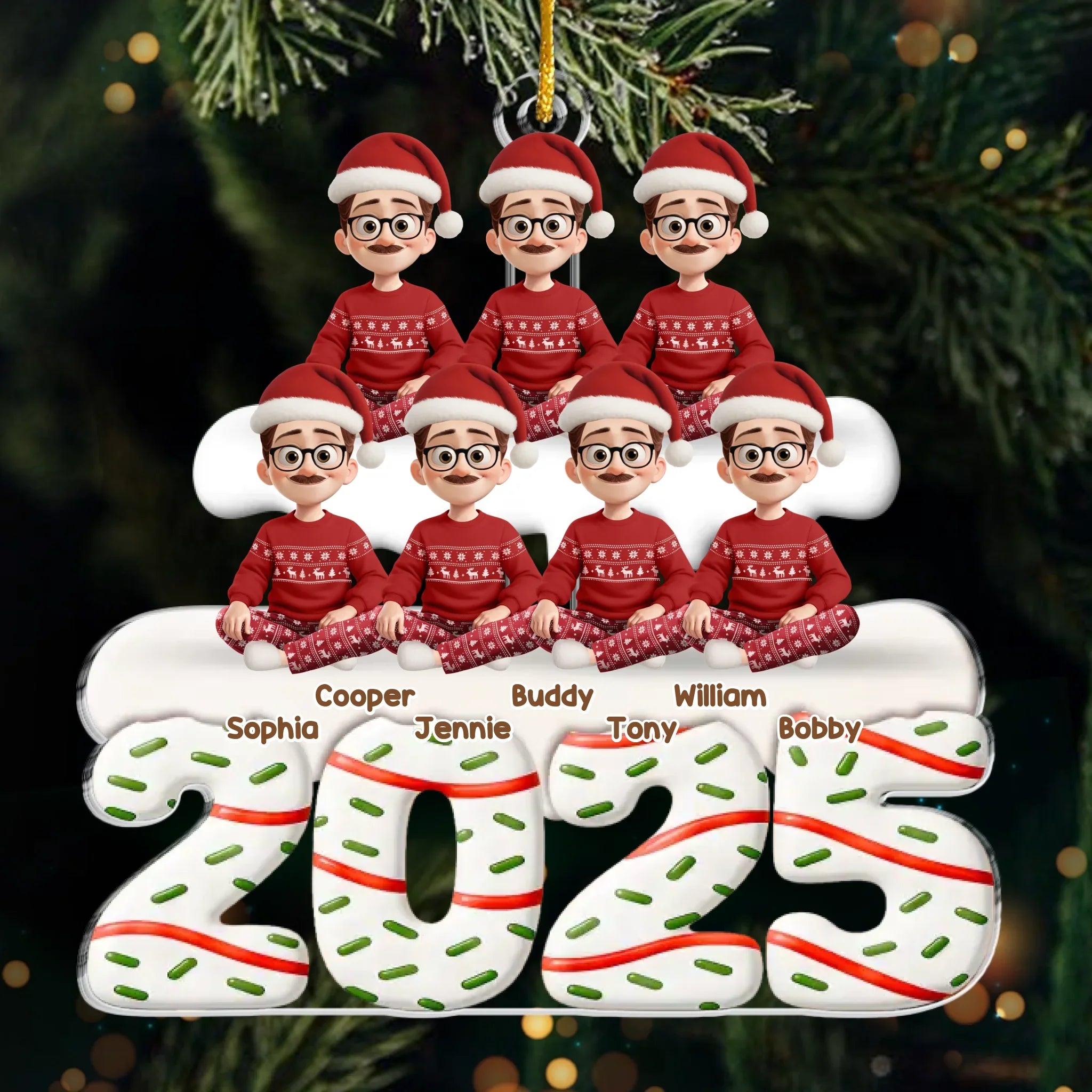 Custom Photo Acrylic Ornament - Holiday Hearts Family Smiles | Personalized Gift For Family & Pet Lovers Secondary image