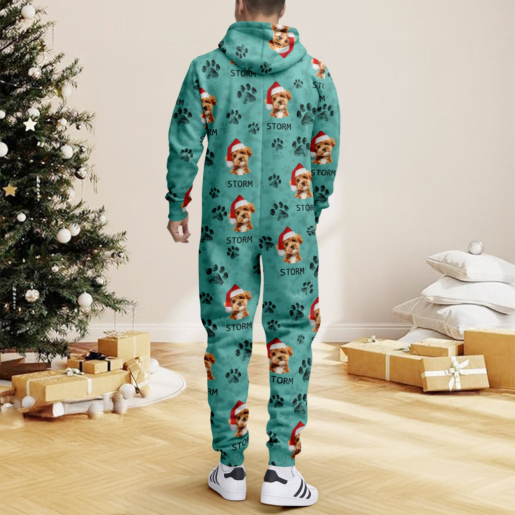 Custom Photo With Dog Cat Paw - Onesie Pajamas For Dog Lovers