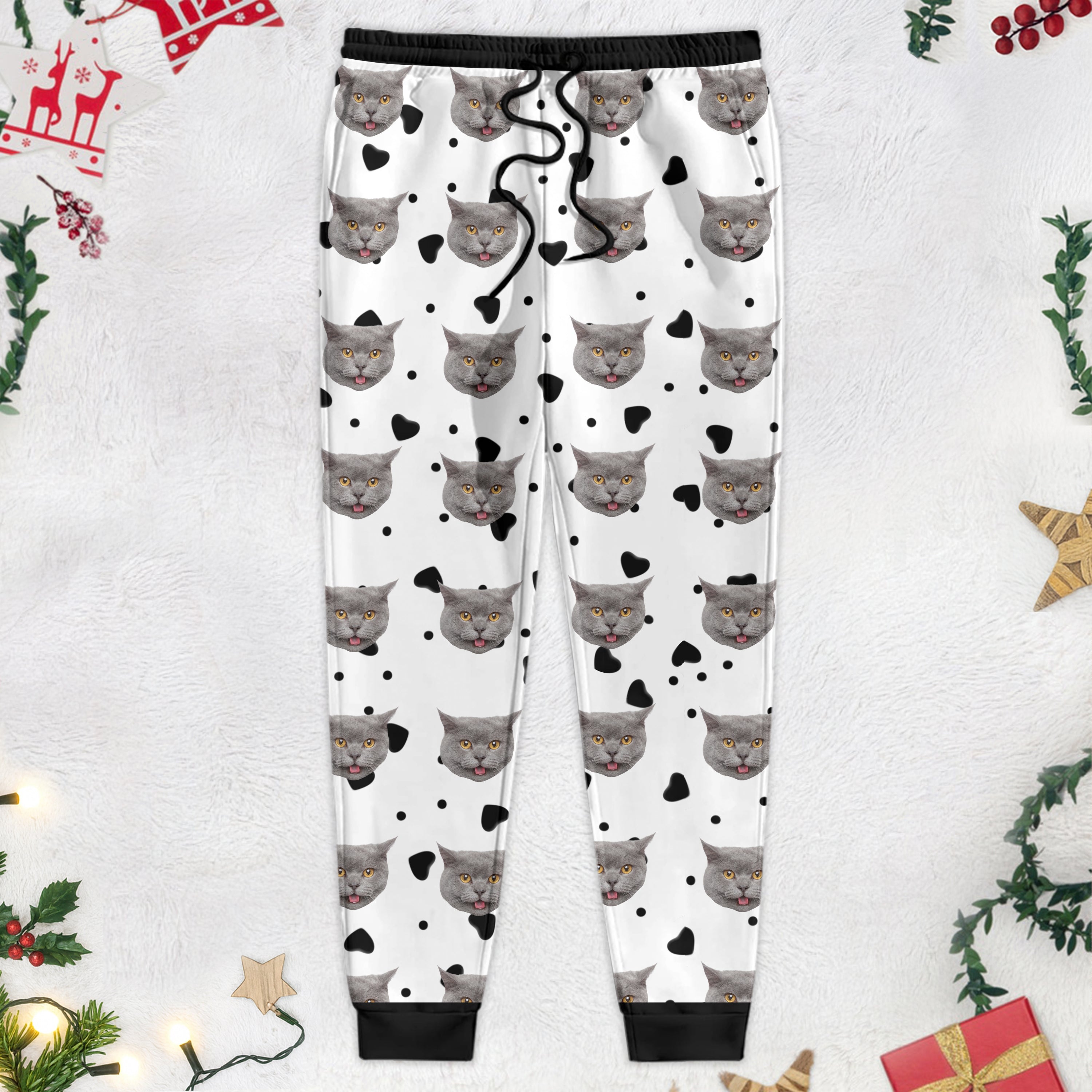 Custom Photo With Christmas Pattern Dog Cat - Sweatpants For Men And Women Main image