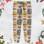 Custom Dog Photo With Christmas Pattern - Sweatpants For Men And Women