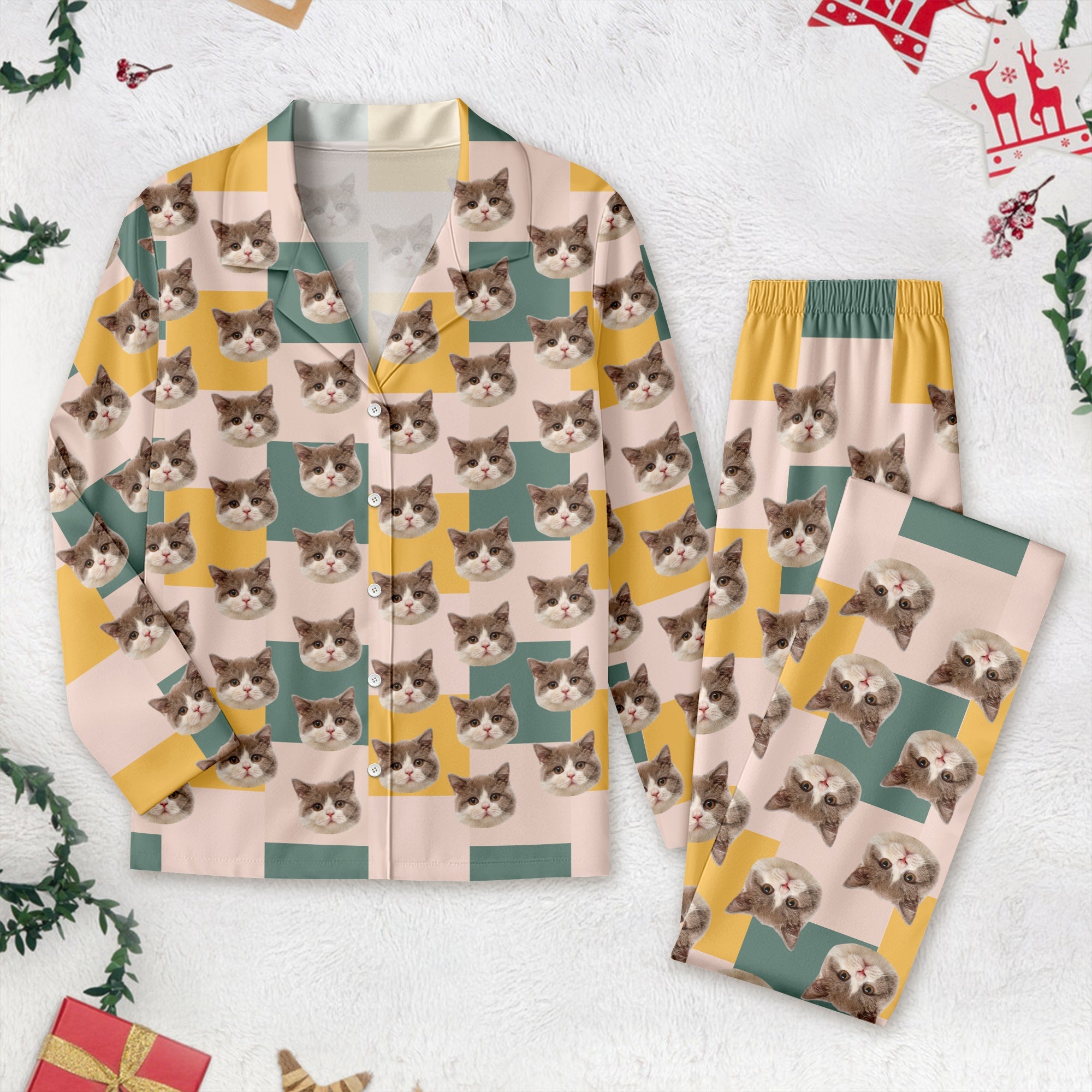 Custom Photo With Christmas Pattern Dog Cat - Flannel Pants For Pet Lovers Secondary image