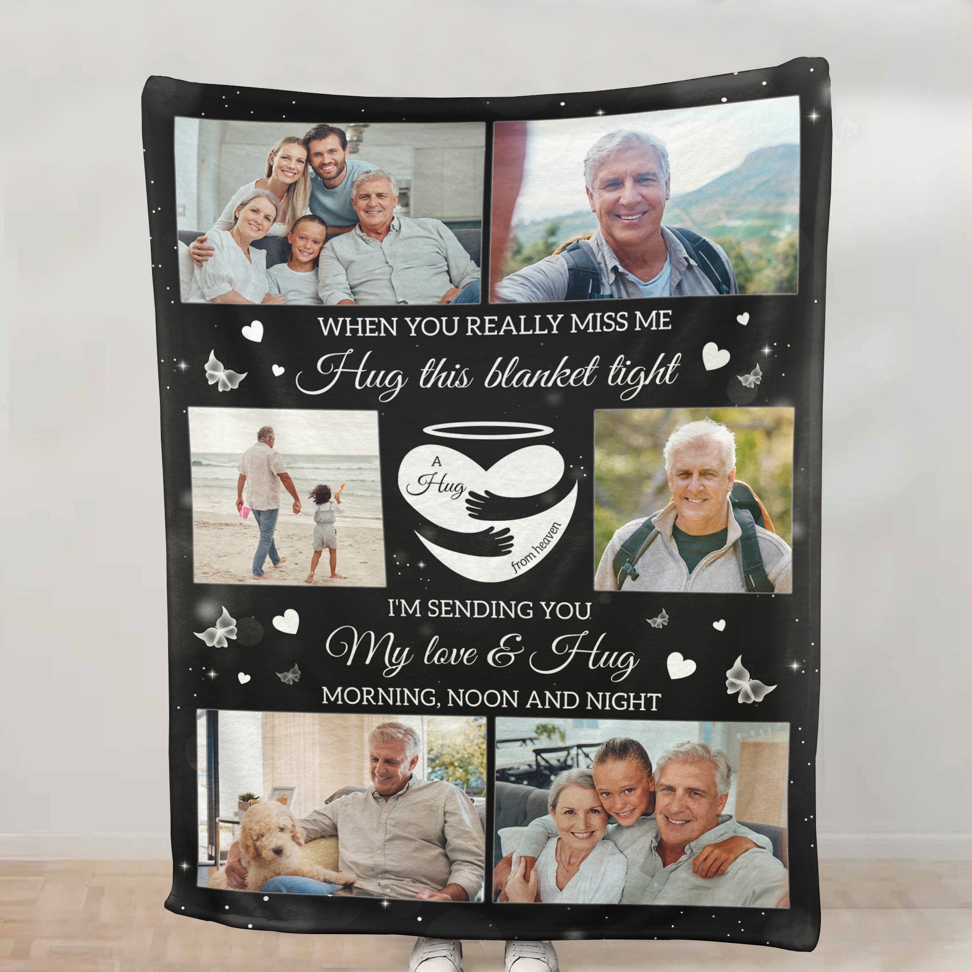 A Hug From Heaven - Memorial Gift - Personalized Memory Photo Blanket