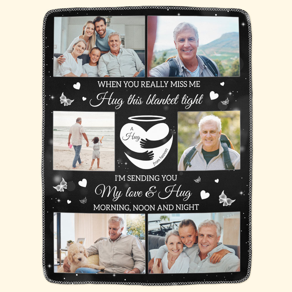 A Hug From Heaven - Memorial Gift - Personalized Memory Photo Blanket