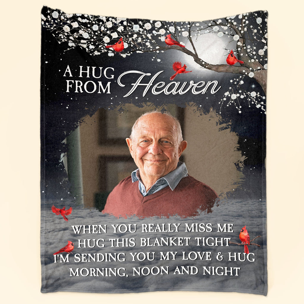 A Hug From Heaven - Personalized Memory Photo Blanket - Memorial Keepsake