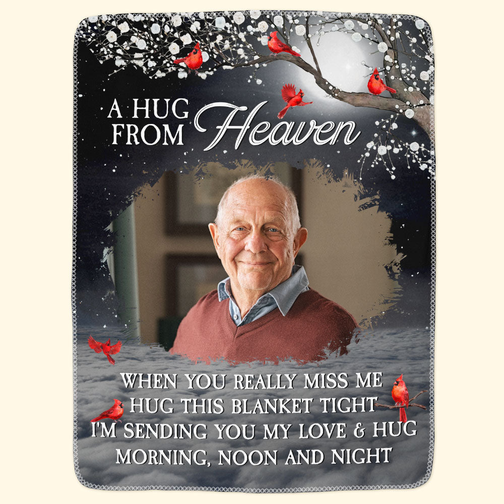 A Hug From Heaven - Personalized Memory Photo Blanket - Memorial Keepsake