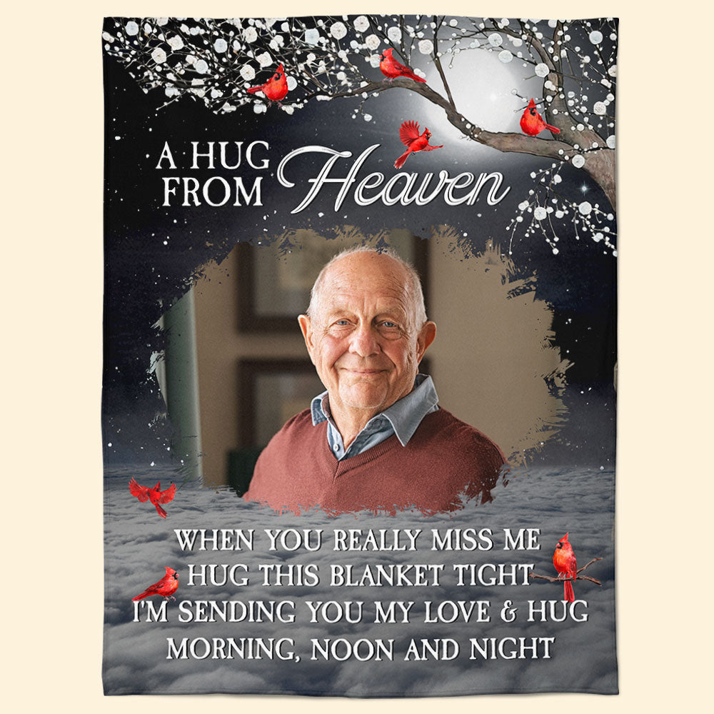 A Hug From Heaven - Personalized Memory Photo Blanket - Memorial Keepsake
